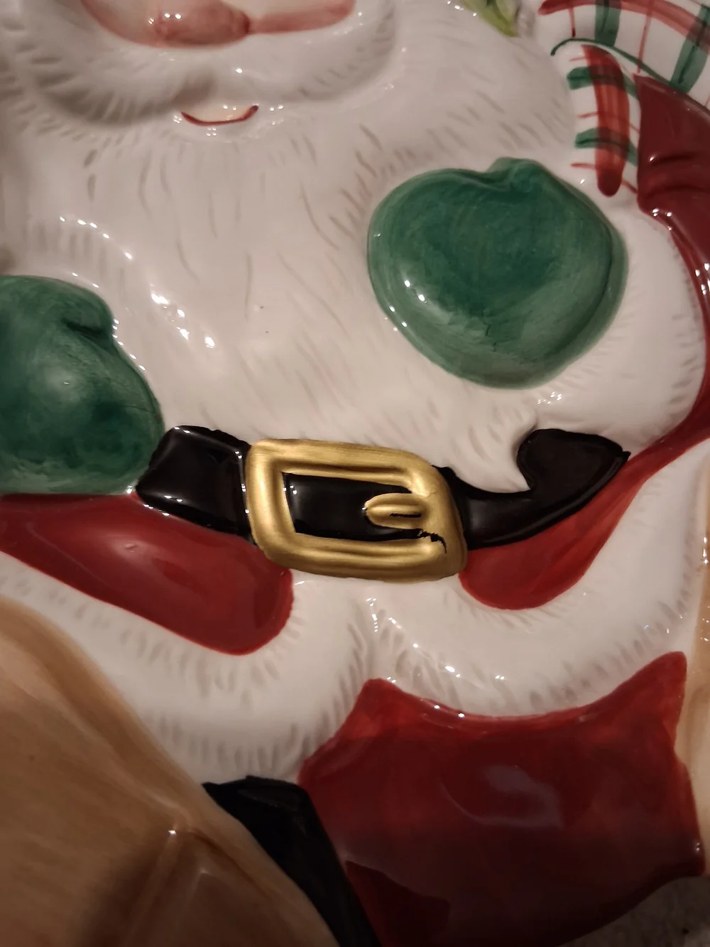 Fitz and Floyd Ceramic Santa Serving Plate - Red, Green & Cream